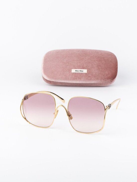 Miu Miu Women Sunglasses Gold Pink Gradient Square MUA57S 5AK40S NEW AUTHENTIC main image 9